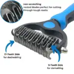 Pet Grooming Brush – Double Sided Shedding And Dematting Undercoat Rake Comb