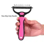 Pet Grooming Brush – Double Sided Shedding And Dematting Undercoat Rake Comb